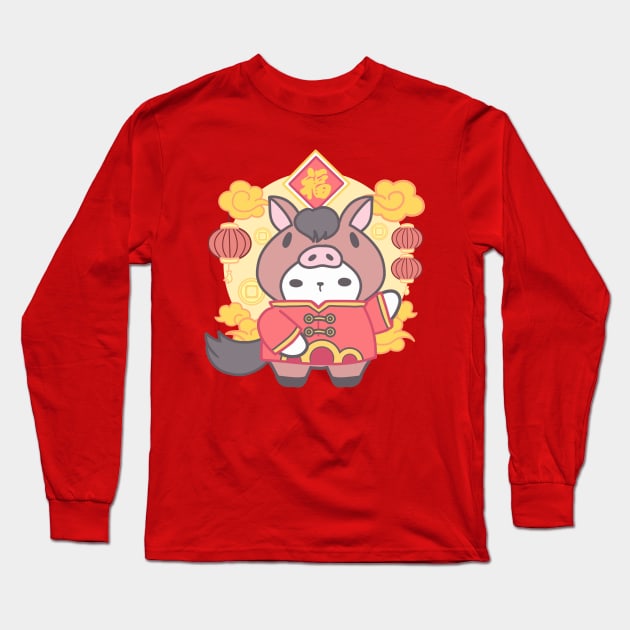 Horse Chinese Zodiac, Wishing Prosperity! Long Sleeve T-Shirt by LoppiTokki